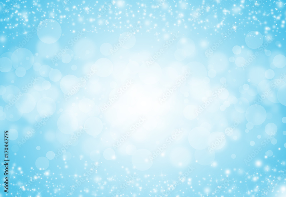 Soft Blue glitter sparkles rays lights bokeh festive elegant abstract background.