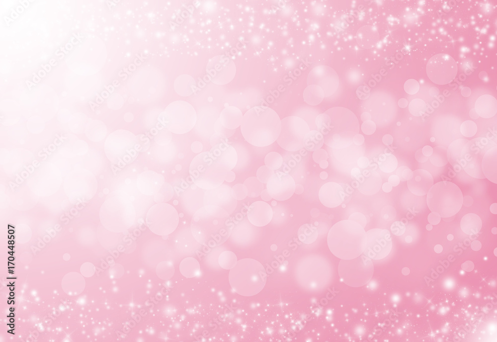 Soft Pink glitter sparkles rays lights bokeh festive elegant abstract background.