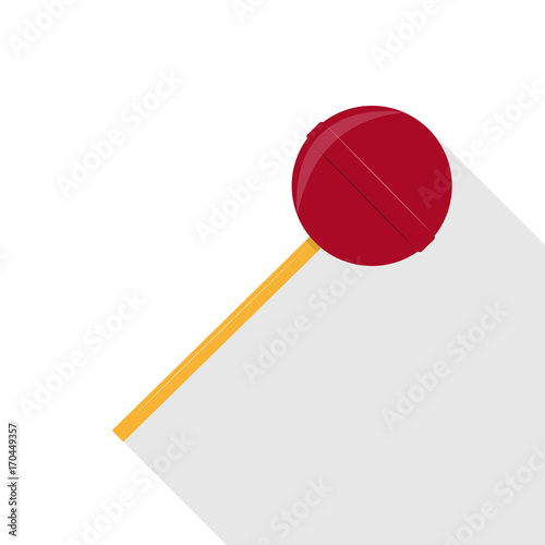 Icon of lollipop with long shadow on white background