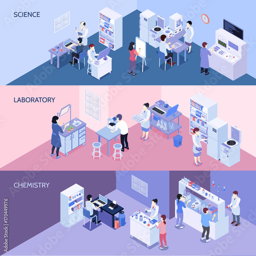 Laboratory Horizontal Isometric Banners