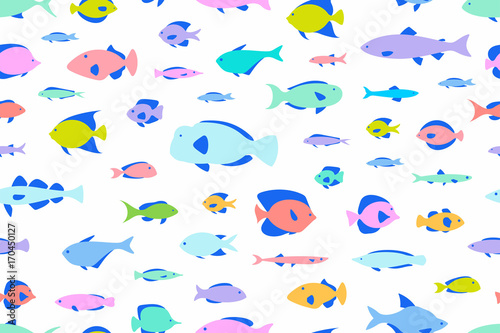 Fototapeta Naklejka Na Ścianę i Meble -  colored seamless pattern fishes