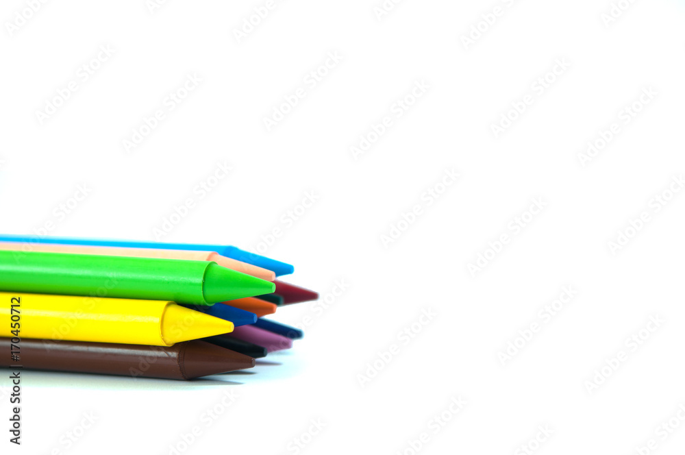 Fototapeta premium 12 color crayon on isolated background.