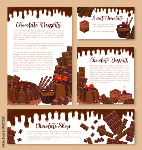Vector chocolate desserts and pastry templates