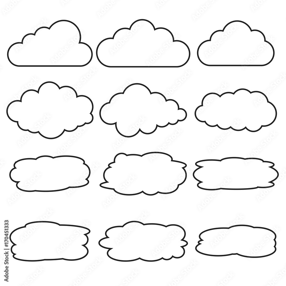 Vector set of different cloud line icons