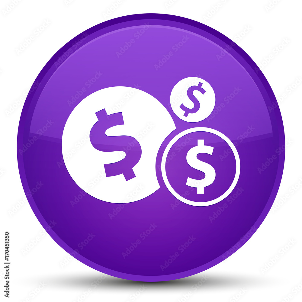 Finances dollar sign icon special purple round button Finances dollar sign icon special purple round button
