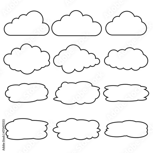 Vector set of different cloud line icons