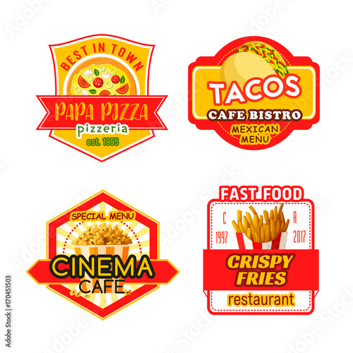 Fast food vector menu icons fastfood bistro cafe