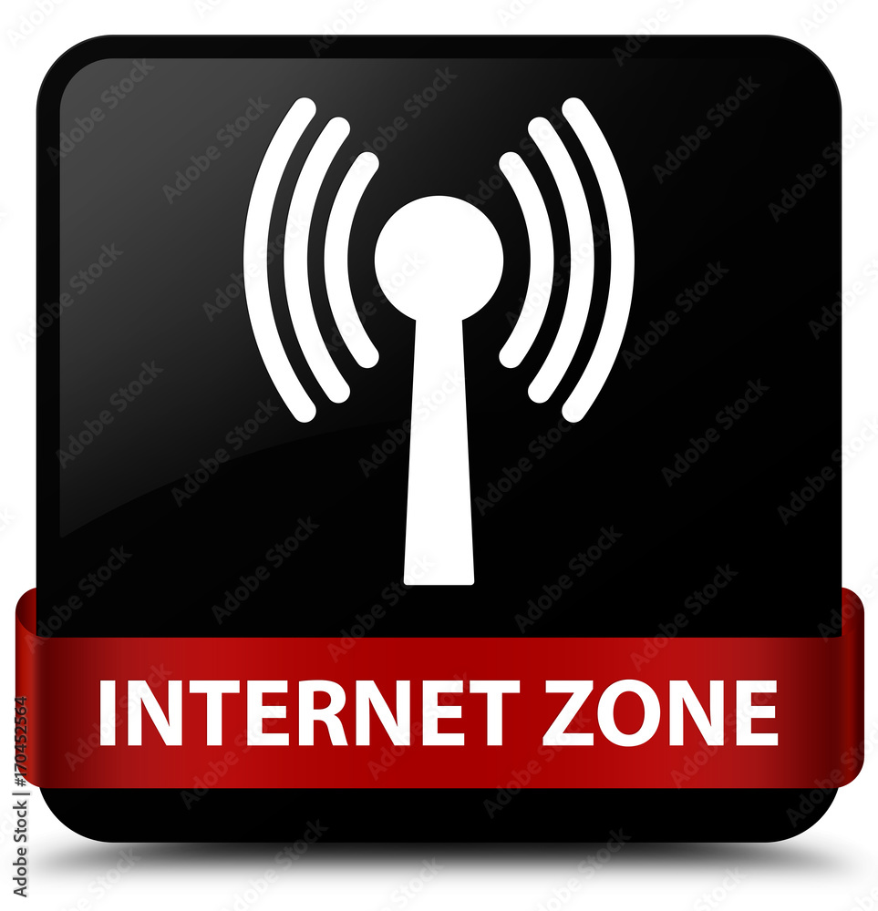 Internet zone (wlan network) black square button red ribbon in middle Internet zone (wlan network) black square button red ribbon in middle