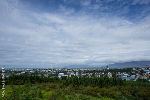 Iceland - Beautiful view over the city of reykjavik with the ocean in background
