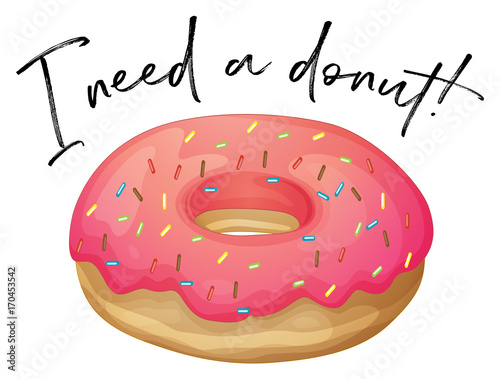 Phrase I love donut with strawberry donut