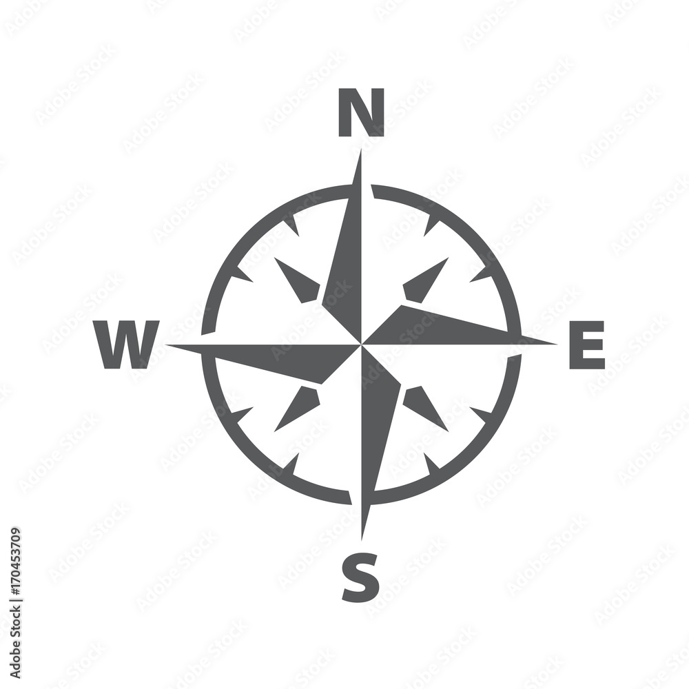 Vector dark grey windrose icon Vector dark grey windrose icon