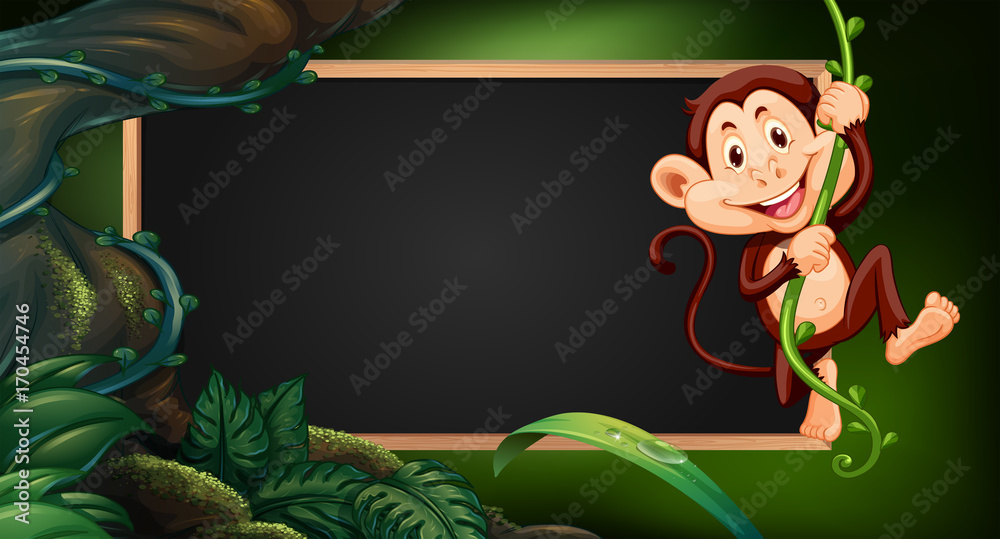 Border template wtih monkey on vine Border template wtih monkey on vine