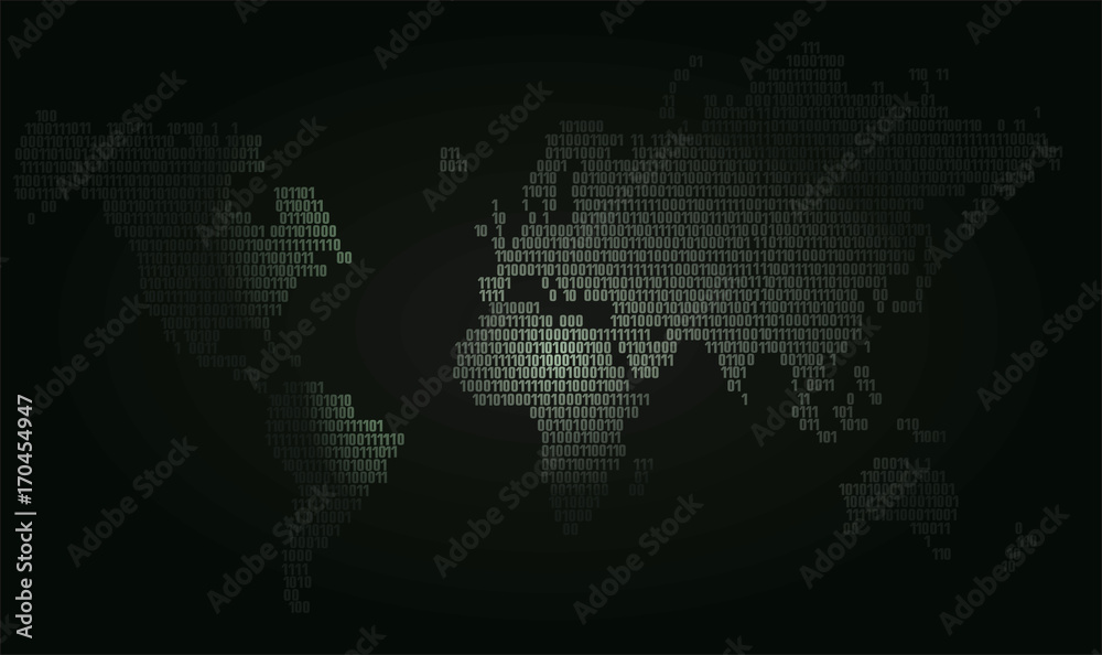 World map with zero and one digits. digital binary concept. vector illustration World map with zero and one digits. digital binary concept. vector illustration