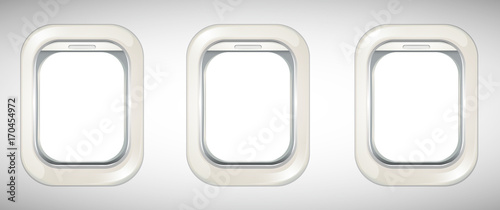 Three windows on airplane