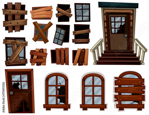 Broken doors and windows