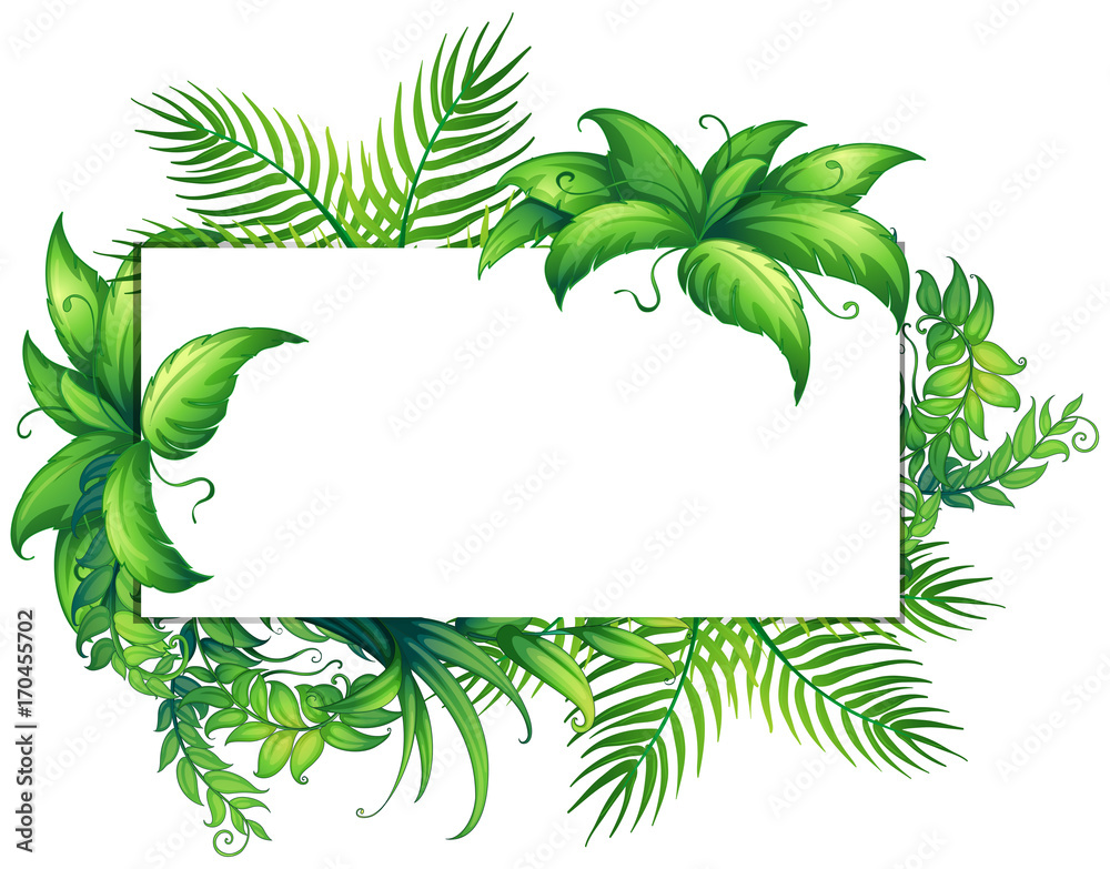 Border template with green leaves