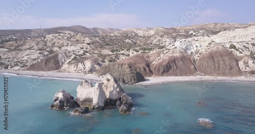 Beautiful sea aerial view, drone shot along the coast of Cyprus