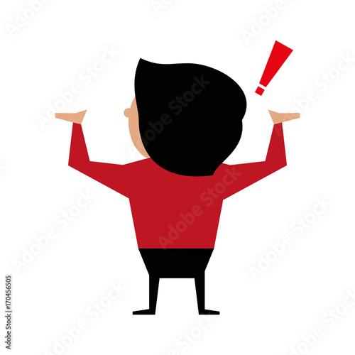 impassioned man exclamation mark  cartoon backside icon image vector illustration design 