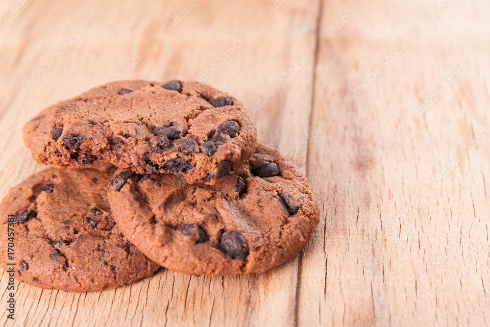 Fototapeta premium Chocolate biscuit with chocolate drop
