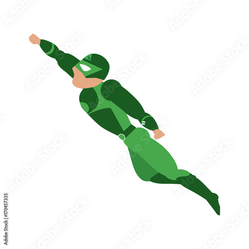 superhero with green uniform flying  avatar icon image vector illustration design 