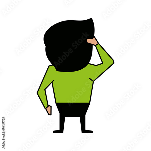 man scratching head cartoon backside icon image vector illustration design 