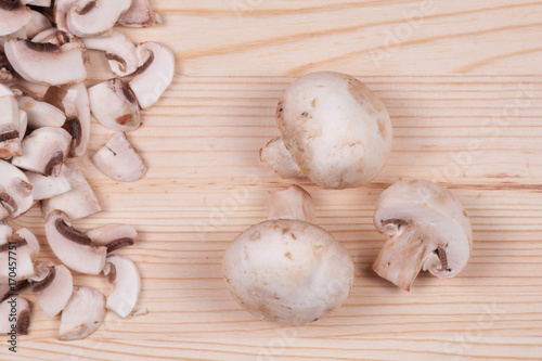 Mushrooms champignons sliced