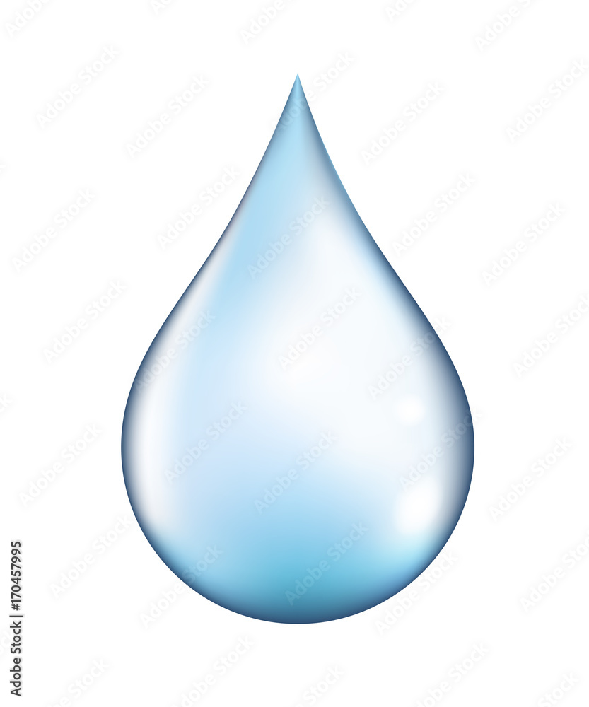 Bright vector clear water drop isolated on white background Bright vector clear water drop isolated on white background