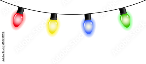 Vector colorful christmas light garland isolated on white background