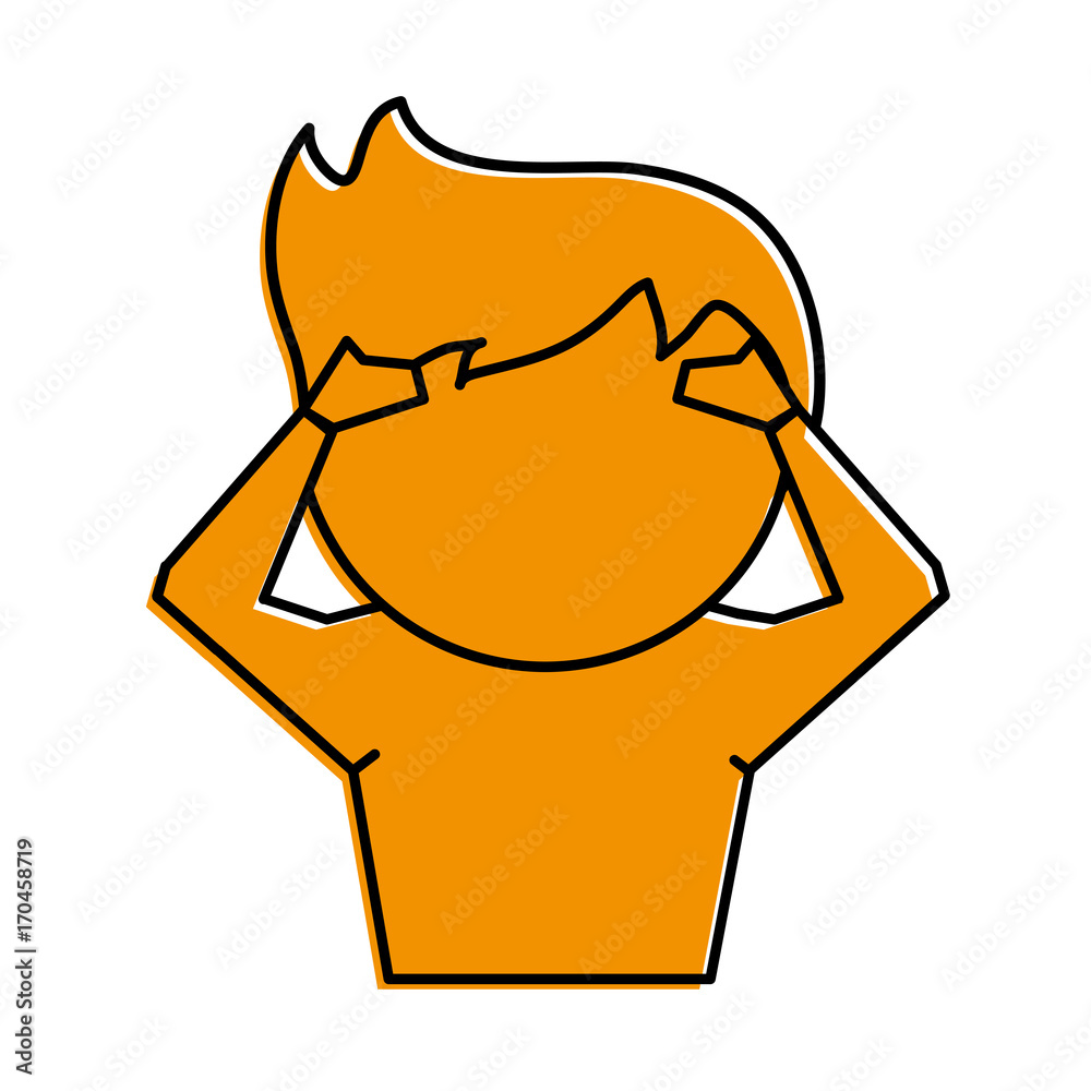  man with hands on head cartoon icon image vector illustration design  yellow color