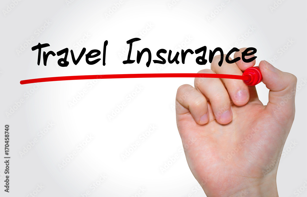 Fototapeta premium Hand writing inscription Travel Insurance with marker, concept