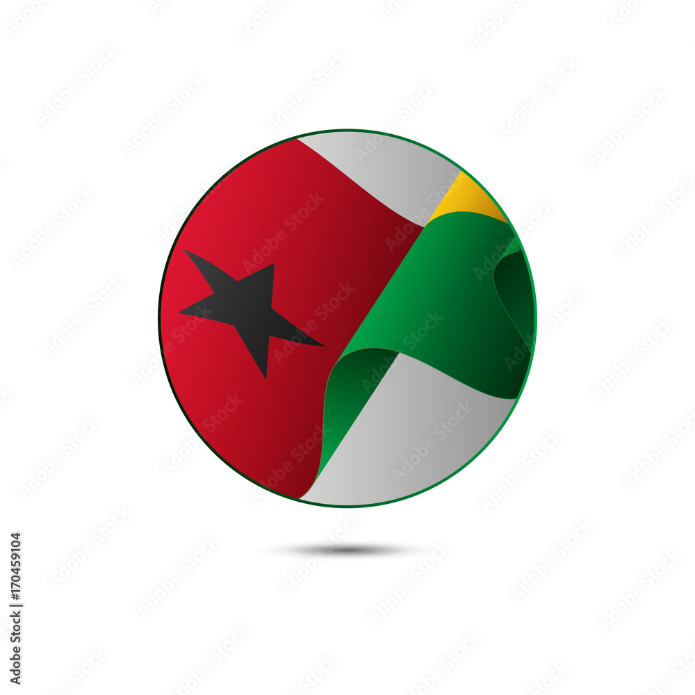 Guinea-Bissau flag button with shadow on a white background. Vector illustration. Guinea-Bissau flag button with shadow on a white background. Vector illustration.