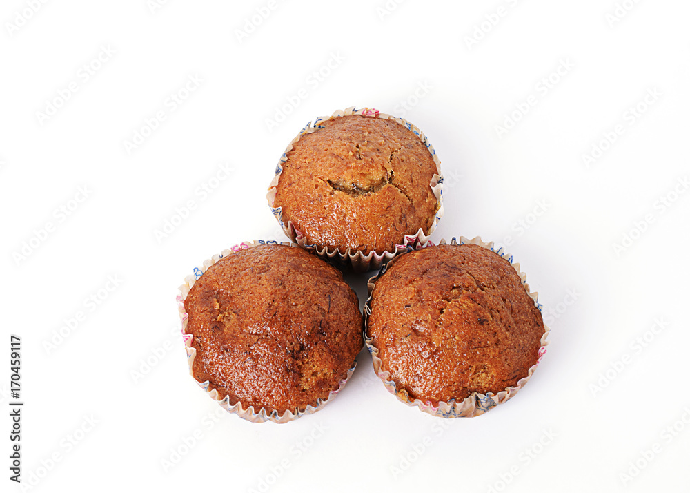 Close up of Banana cake on white backgrounds Close up of Banana cake on white backgrounds