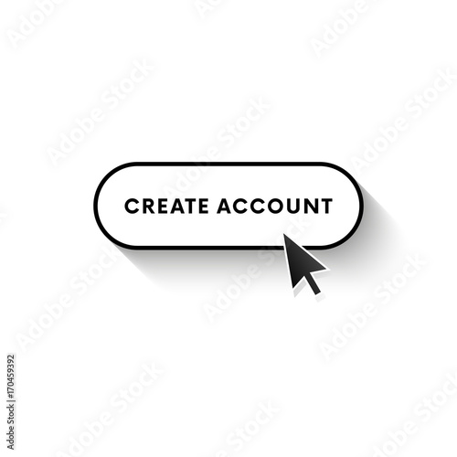 Button with long shadow. Create account. Vector illustration.