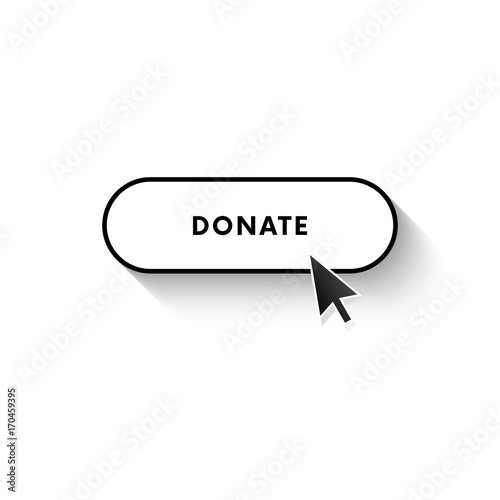 Button with long shadow. Donate. Vector illustration.