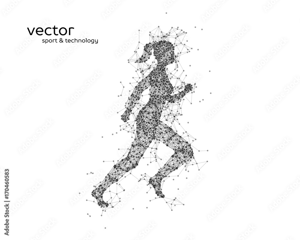 Fototapeta premium Abstract vector illustration of running woman.