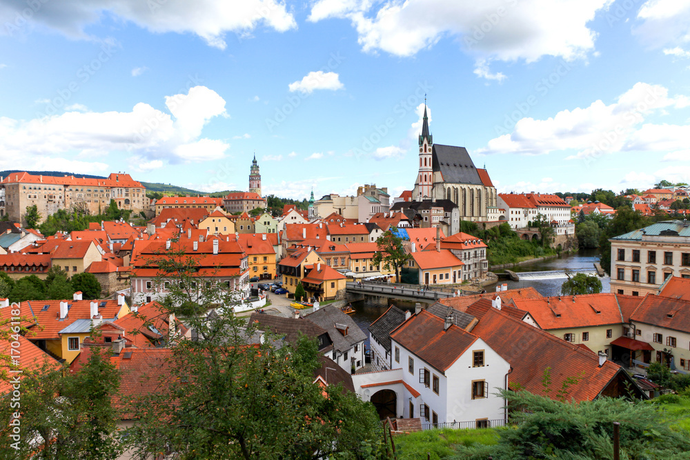 Cesky Krumlov - View of the small city in the South Bohemian Region of the Czech Republic. Old Ceský Krumlov is a UNESCO World Heritage Site.