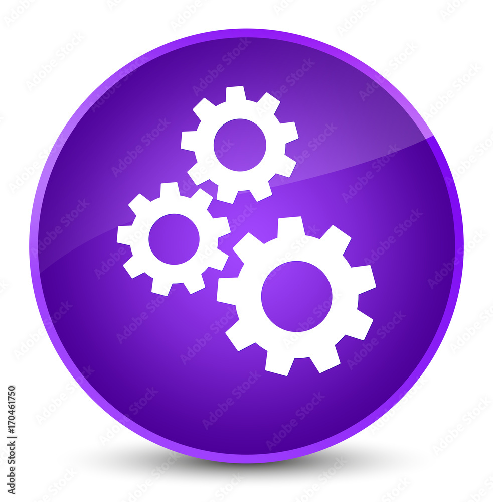 Gears icon elegant purple round button Gears icon elegant purple round button