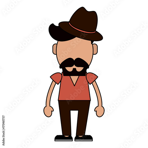 hipster man wearing hat avatar icon image vector illustration design 