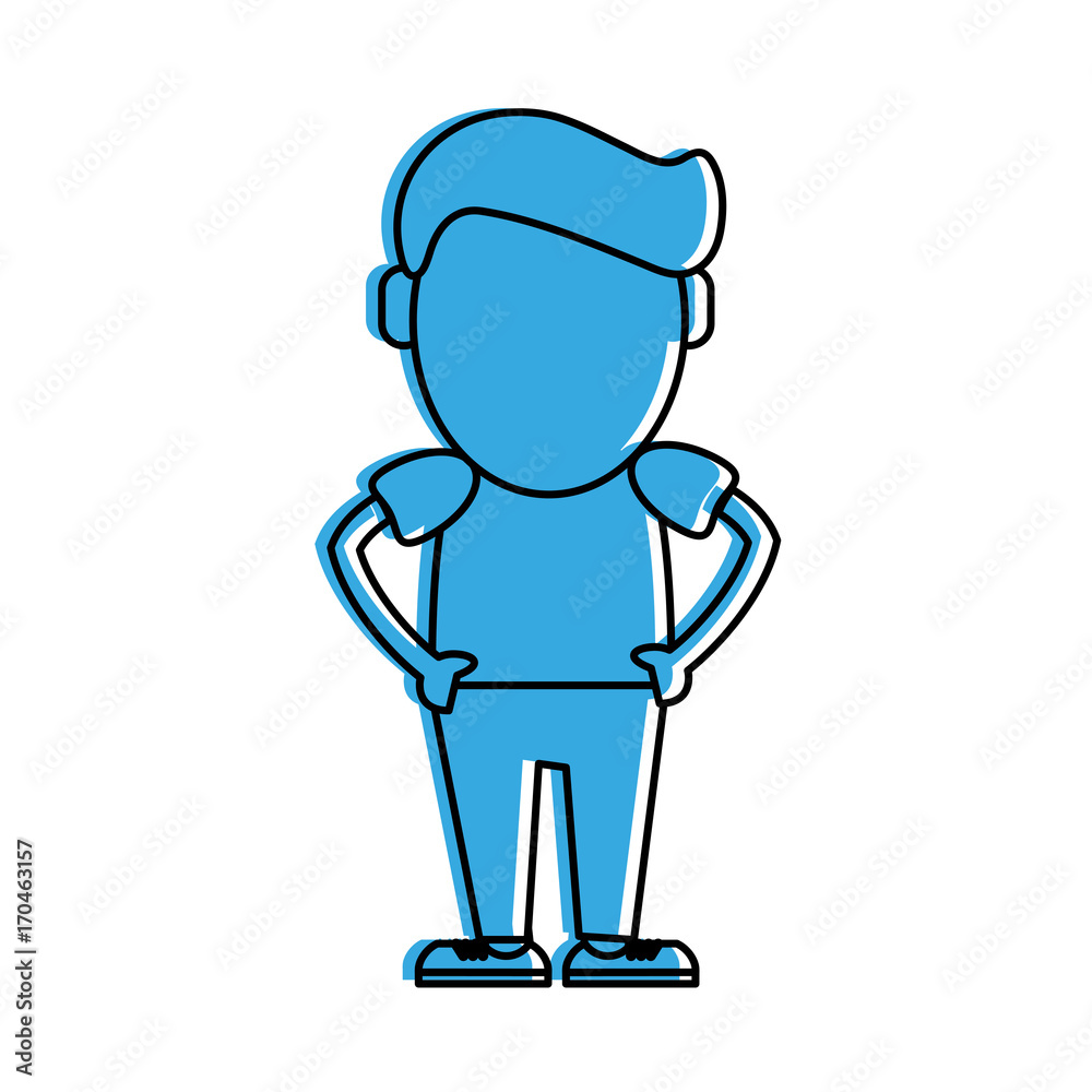 man with hands on hips avatar icon image vector illustration design  blue color