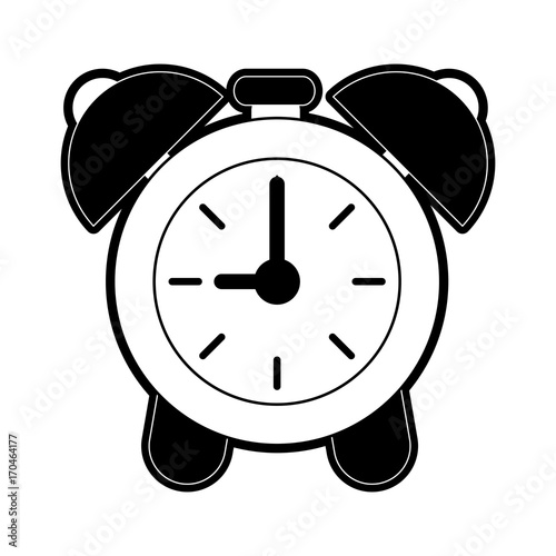 analog alarm clock icon image vector illustration design  black and white