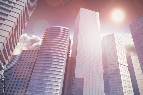 Fototapeta Composite image of three dimensional image of tall buildings