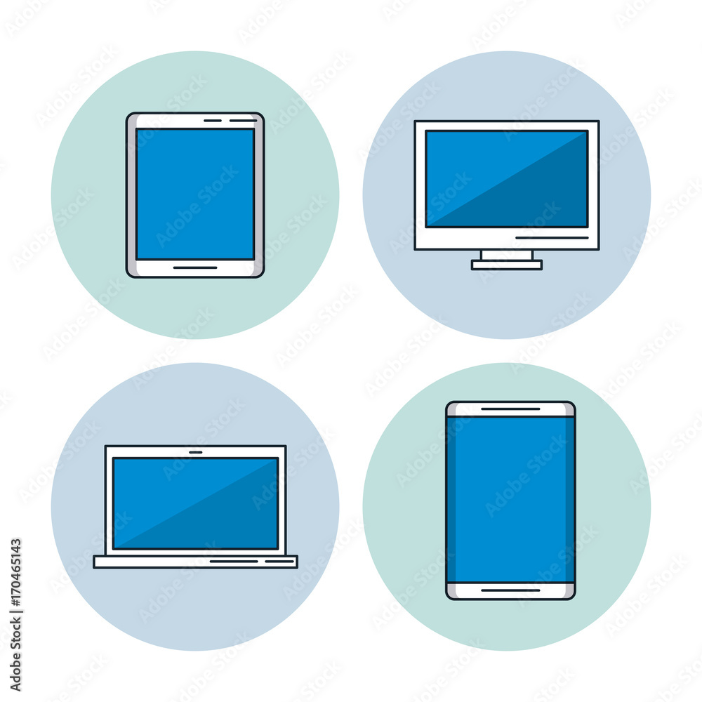 Smartphone tablet and computer over white background vector illustration Smartphone tablet and computer over white background vector illustration
