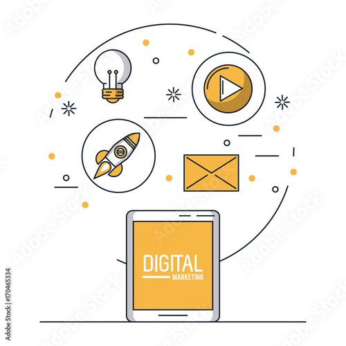 Bild auf Leinwand Digital marketing and advertising infographic over white background vector illus