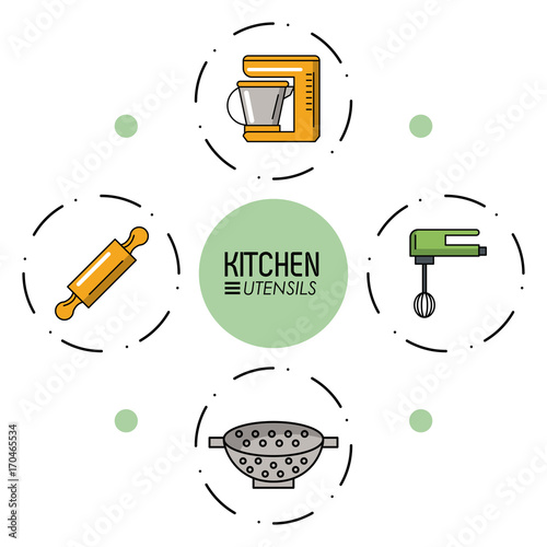 Kitchen utensils infographic over white background vector illustration photo