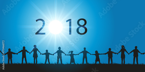 2018 - solidarité - solidaire - union - carte de vœux - année - chaîne humaine