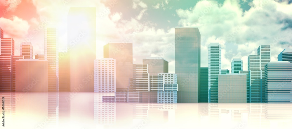 Composite image of cityscape against white background 
