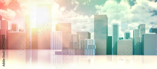 Composite image of cityscape against white background 