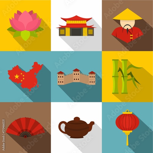 Chinese icon set, flat style