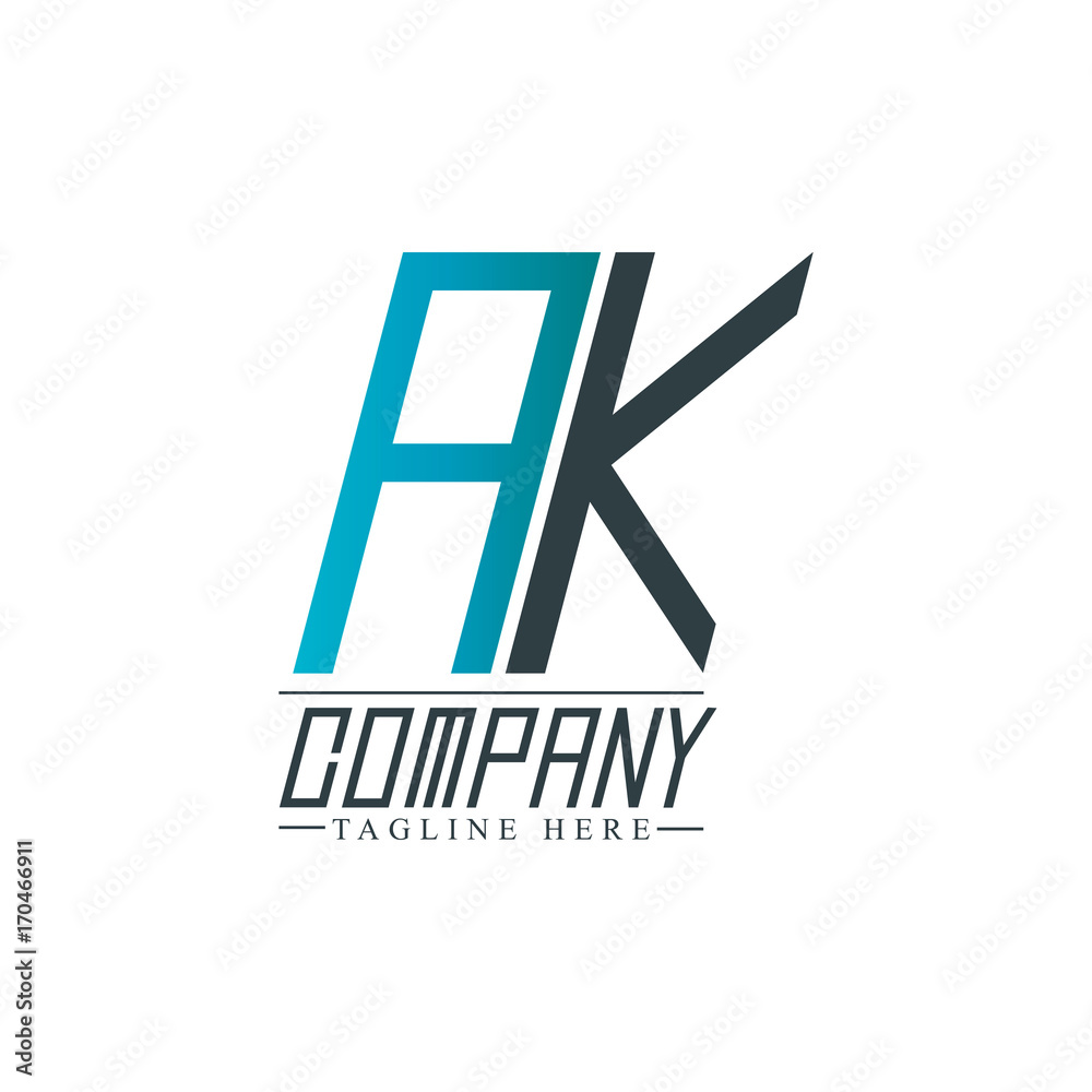 Initial Letter AK Rounded Design Logo Initial Letter AK Rounded Design Logo
