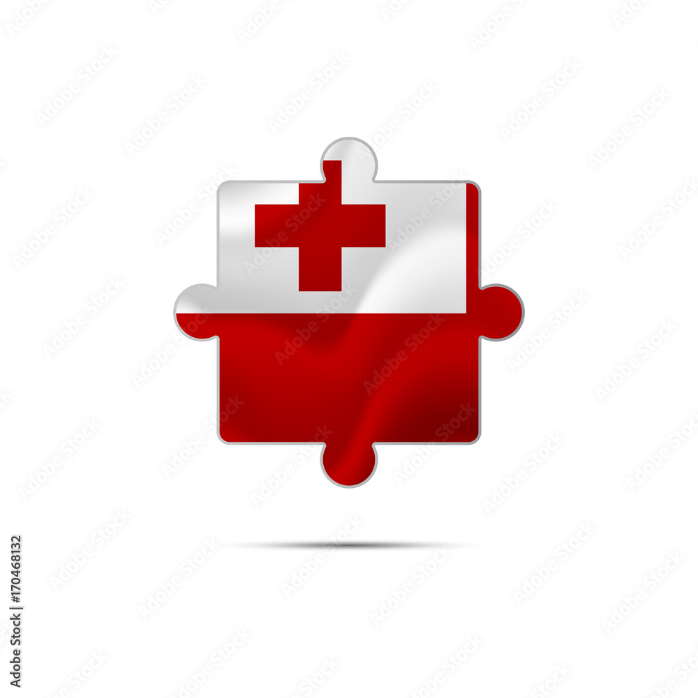 Isolated piece of puzzle with the Tonga flag. Vector illustration.